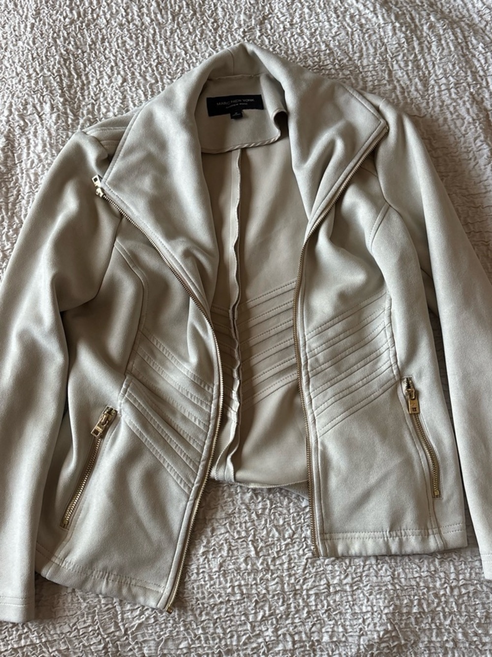 Marc New York Cream Asymmetrical Zip Moto Jacket